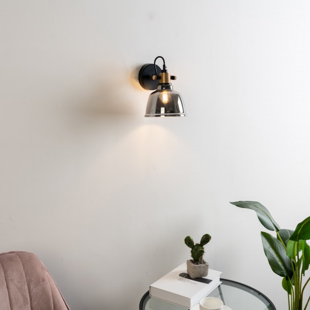 Kleine Jahrgang Lampe transparent Rauchglas - Linz