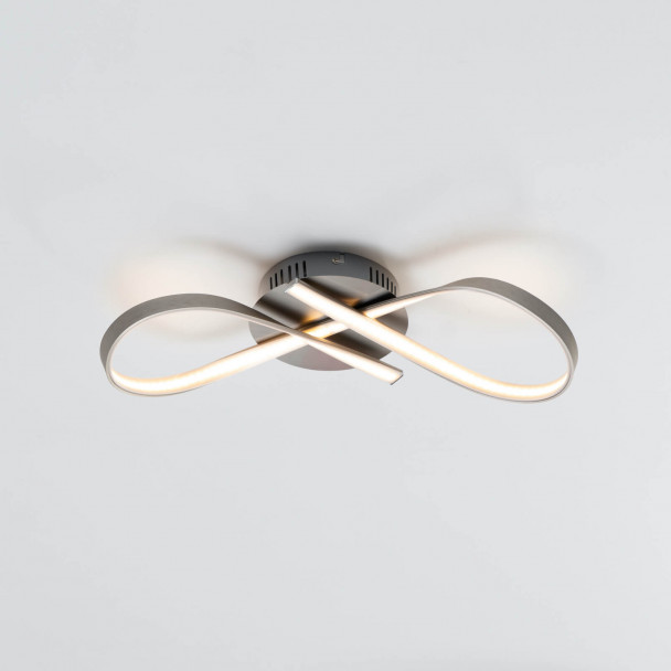 KosiLight LED Deckenleuchte „Acht“ – Unendlichkeitsband Design, 15 W, 1200 Lm – Chrom/Silber