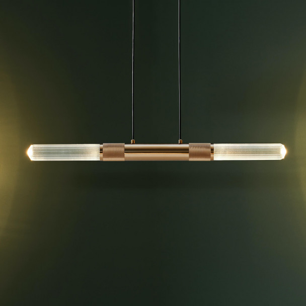 Hängeleuchte aus Metall und Glas