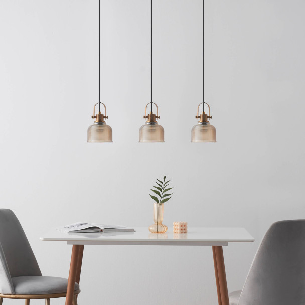 Hängeleuchte aus Metall und Glas - Vela