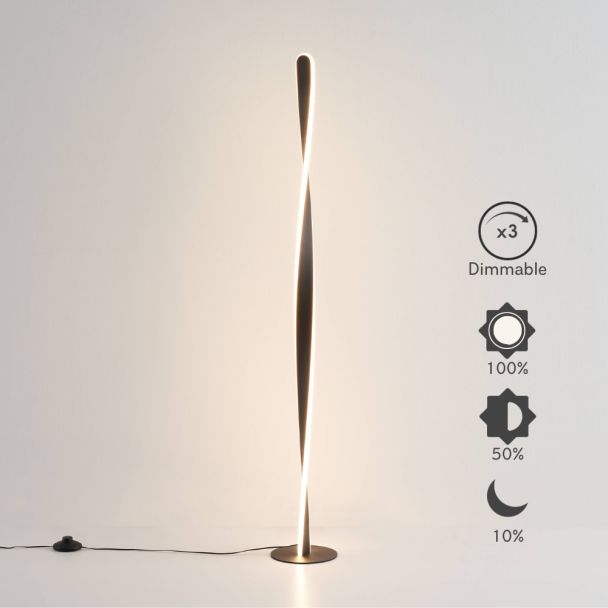Schwarze gedrehte LED Stehlampe dimmbar - Mazen