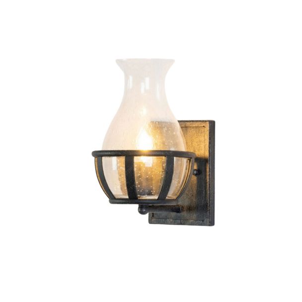 Wandleuchte Schwarz mit Glas Vase - Elerina