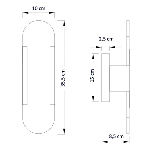 Technisches Schema LED-Wandleuchte Gold - Enola