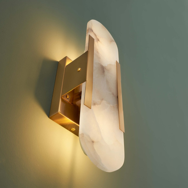 Wandleuchte Alabaster Metall Gold - Enola