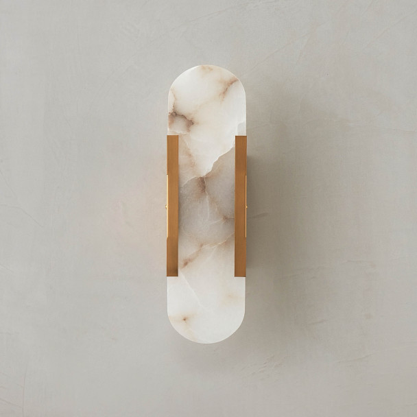 LED-Wandleuchte Alabaster Weiß Gold - Enola