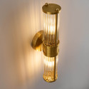 Goldene Wandleuchte zwei geriffelte Glasröhren - Medilia