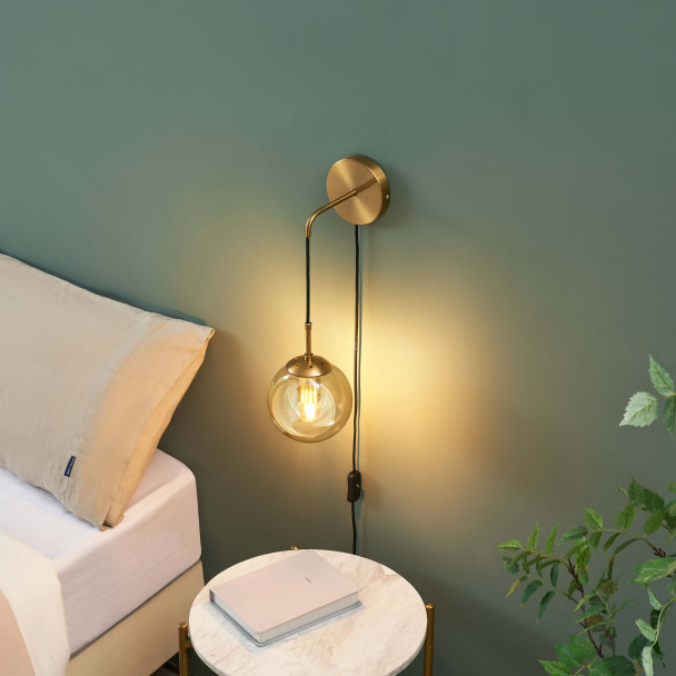 Goldene Glas Kugel Wandleuchte leuchtend - Robyn