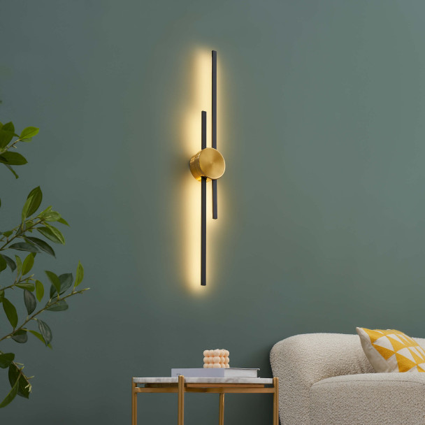 Schicke schwarze und goldene LED-Wandleuchte - Pia