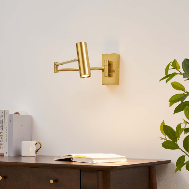 Goldene LED-Wandleuchte mit verstellbarer Leselampe - Rimio