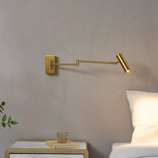Verstellbare goldene LED-Wandleuchte mit Leselampe - Rimio