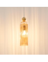 Goldene Hängelampe mit bernsteinfarbenem und gerilltem Glas - Leonora