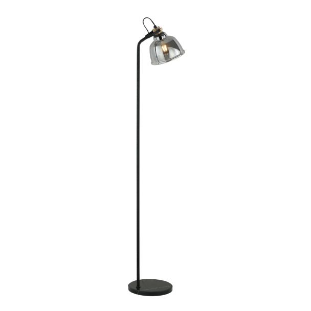 Schlanke schwarze stehlampe rauchglas - Linz