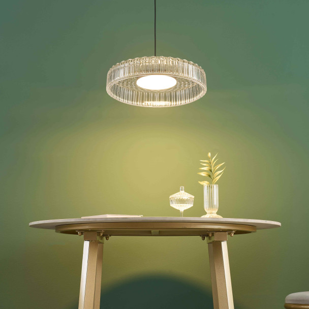 Schwarze design led pendelleuchte klares glas - Damian