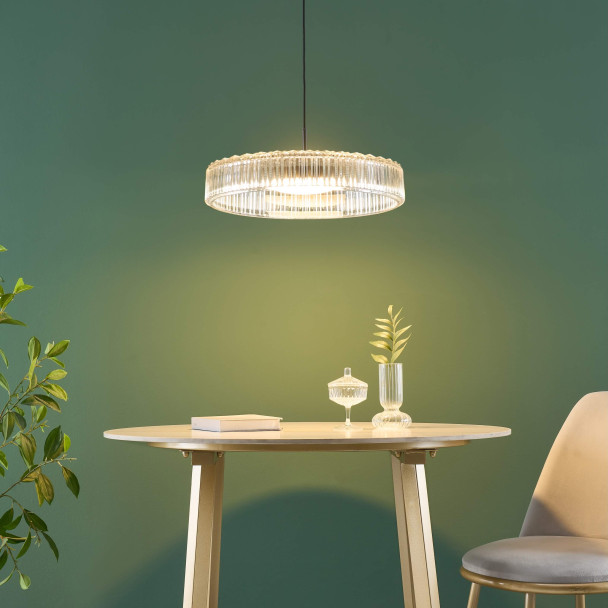 Schwarze pendelleuchte design klares geriffeltes glas - Damian