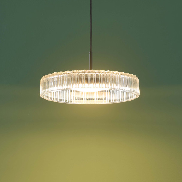 Schwarze designer pendelleuchte modern aus transparentem glas - Damian