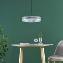 Schwarze led pendelleuchte aus transparentem glas hell - Damian