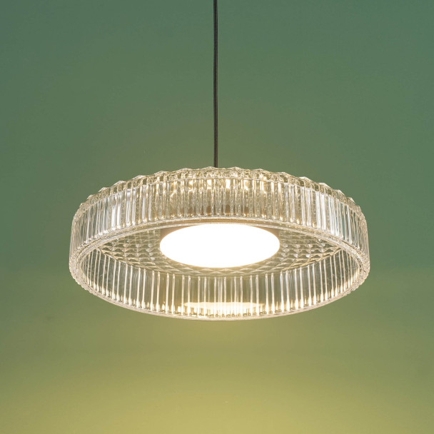 Moderne schwarze pendelleuchte aus klarem glas - Damian