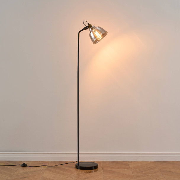 Schwarze stehlampe langer fuß rauchglas - Linz