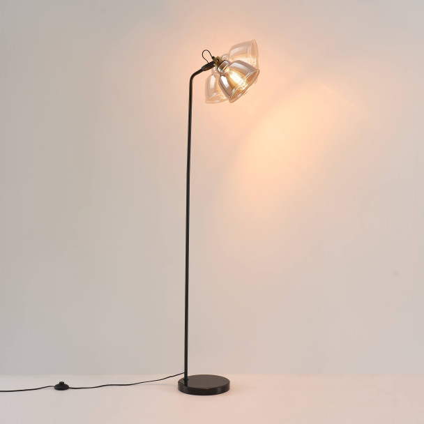 Schwarze stehlampe rauchglas für wohnzimmer - Linz