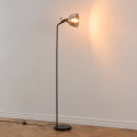 Schwarze glänzende metall stehlampe rauchglas - Linz