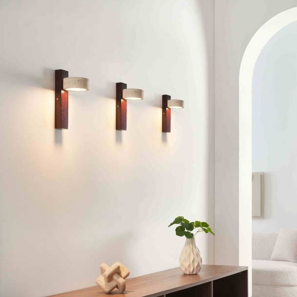 Travertin holz wandbeleuchtung design modern - Fiorenzo
