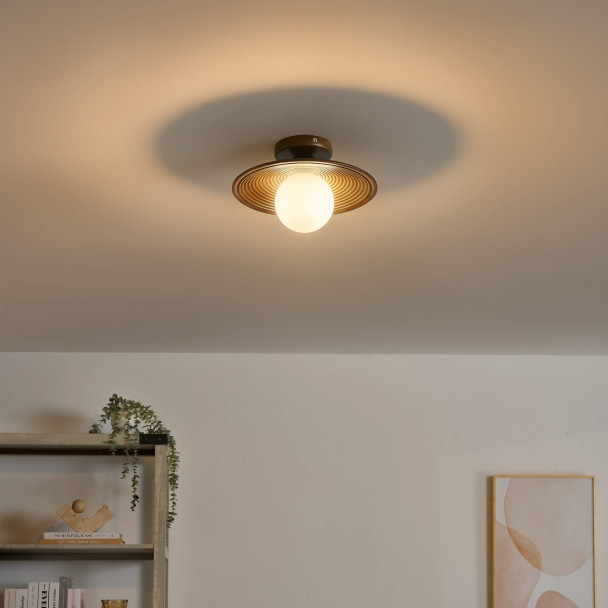 Nussbaum leuchte mit satiniertem glas - Thalan