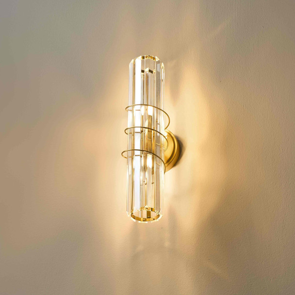 Goldene leuchte designer stil aus transparentem glas - Daryna