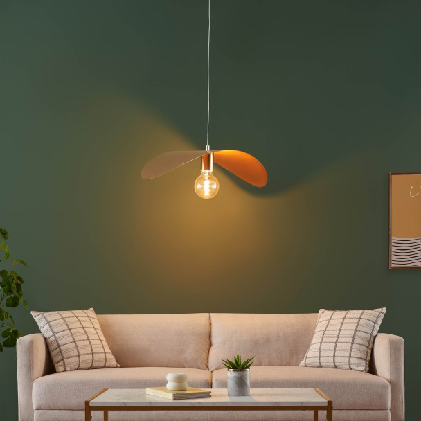 Goldene pendelleuchte zarte form - Piuma