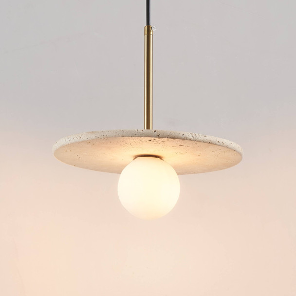 Travertin leuchte stab gold messing - Silvia