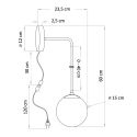 Goldene Wandleuchte aus Glas mit Kabel und Schalter - Robyn