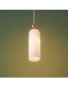 Goldene Pendelleuchte mit opalem und gerilltem Glas - Leonora