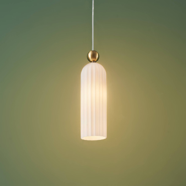 Goldene Opalleuchte Wohnzimmer - Leonora