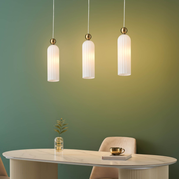 Geriffelte Opalleuchte modernes Interieur - Leonora