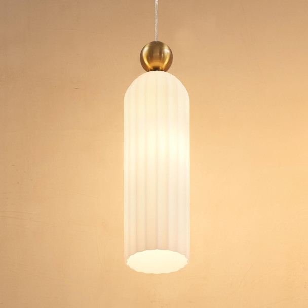 Weiße goldene Pendelleuchte raffinierte Deko - Leonora
