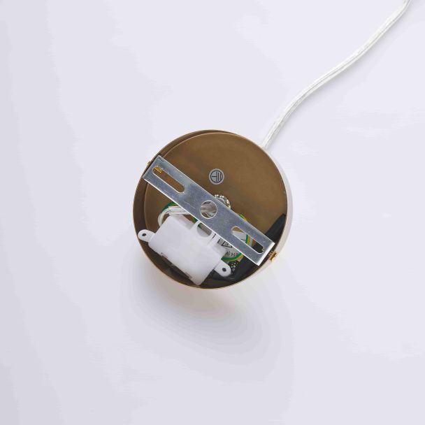 Goldene Pendelleuchte mit opalem und gerilltem Glas - Leonora