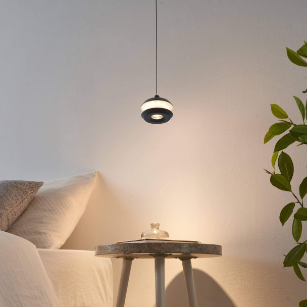 Zylindrische schwarze Pendelleuchte moderner Stil - Rive