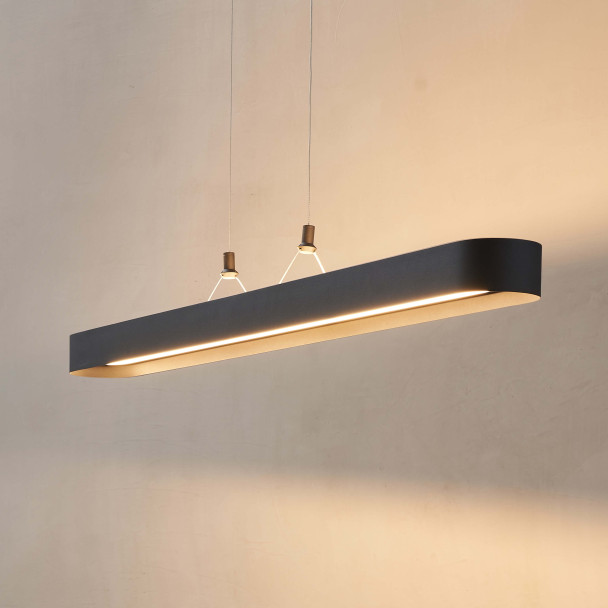 Schwarze ovale Pendelleuchte 115 cm mit...