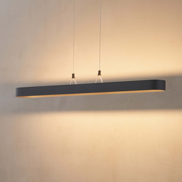 Schwarze ovale Pendelleuchte 115 cm mit...