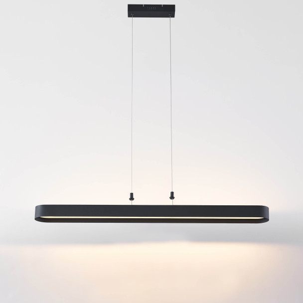 Schwarze ovale Pendelleuchte 115 cm mit...
