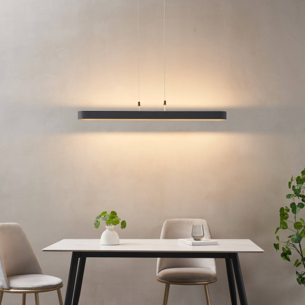 Schwarze ovale Pendelleuchte 115 cm mit...