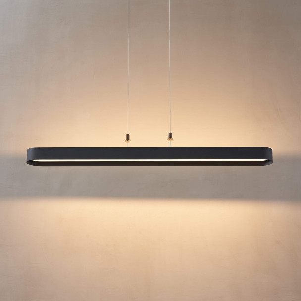 Schwarze ovale Pendelleuchte 115 cm mit...