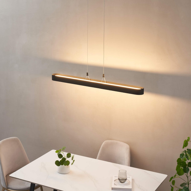 Schwarze ovale Pendelleuchte 115 cm mit...