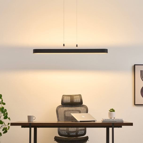 Schwarze ovale Pendelleuchte 115 cm mit...