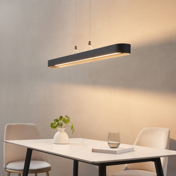 Schwarze ovale Pendelleuchte 115 cm mit...