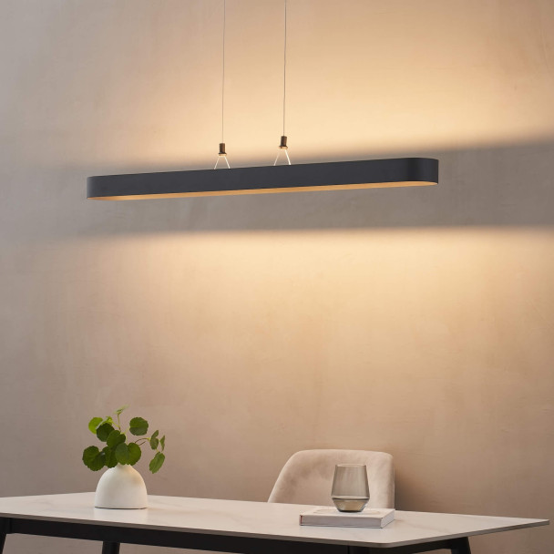 Schwarze ovale Pendelleuchte 115 cm mit...