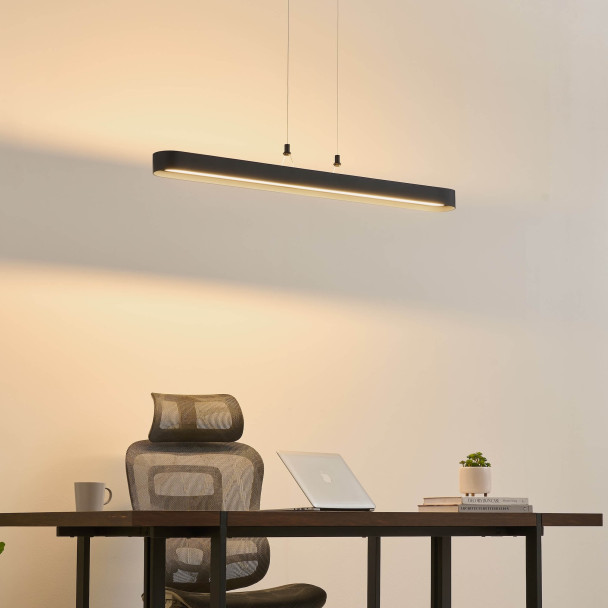 Schwarze ovale Pendelleuchte 115 cm mit...