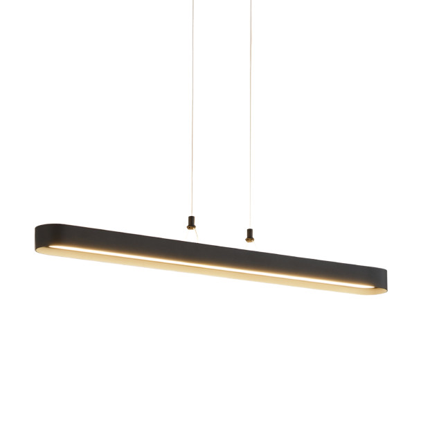 Schwarze ovale Pendelleuchte 115 cm mit...