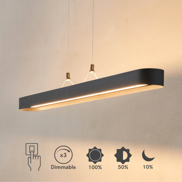 Schwarze ovale Pendelleuchte 115 cm mit...