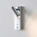 Chromfarbene LED-Leseleuchte mit USB-Anschluss integrierter Dimmer - Tofino