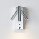 Chromfarbene LED-Leseleuchte mit USB-Anschluss integrierter Dimmer - Tofino